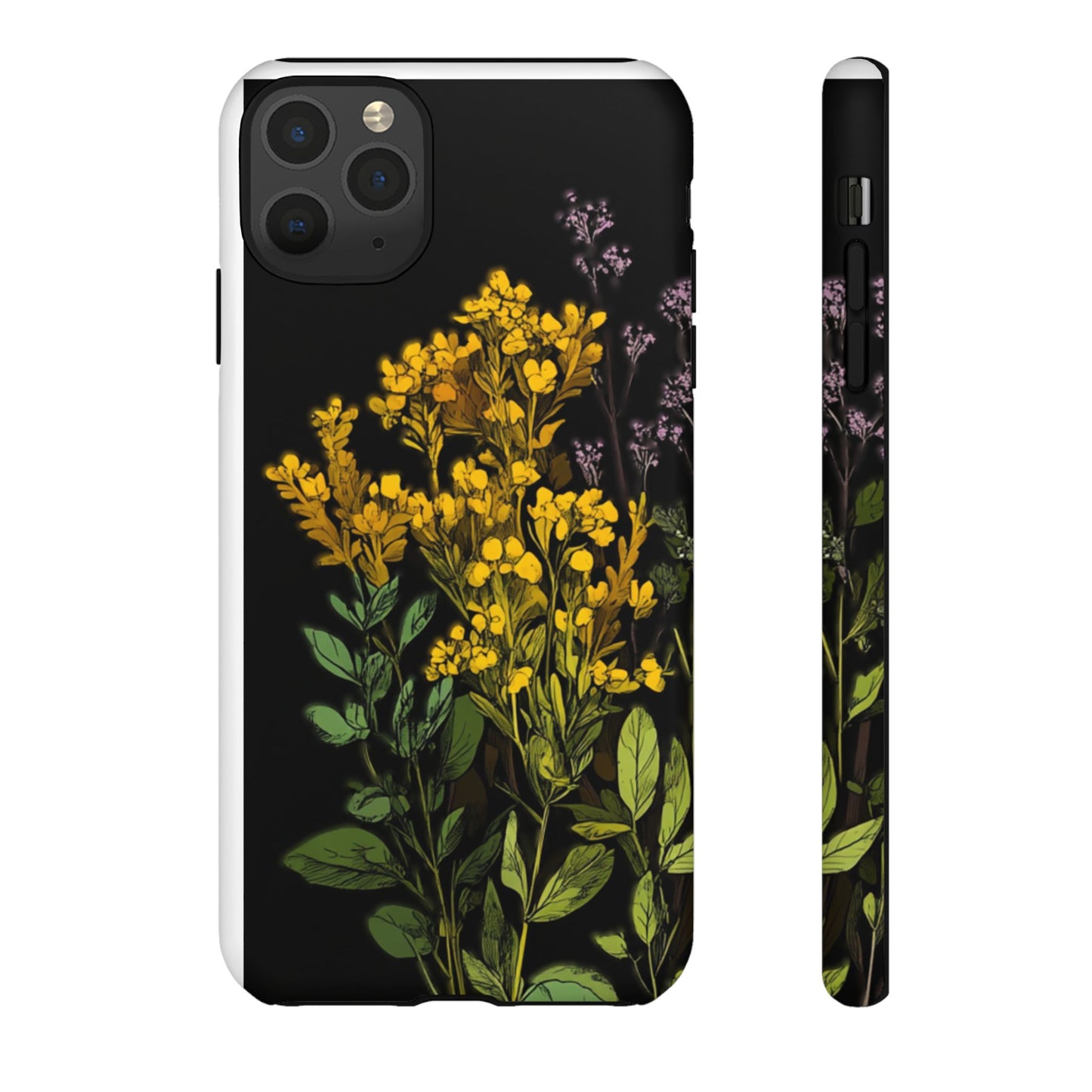 Floral Tough Phone Case - Elegant Yellow Botanical Design