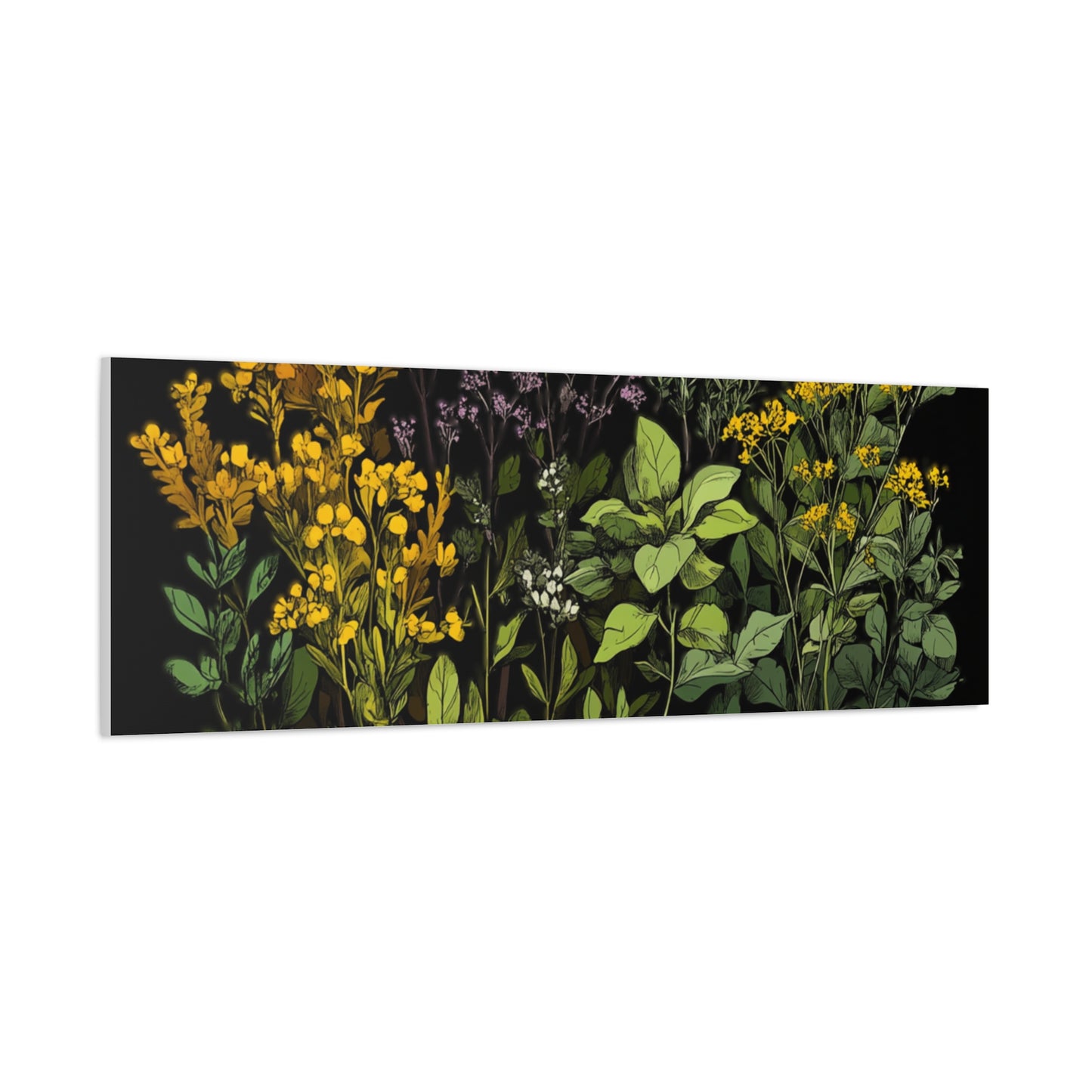 Botanical Wall Art - Matte Canvas Print of Colorful Herbs and Flowers