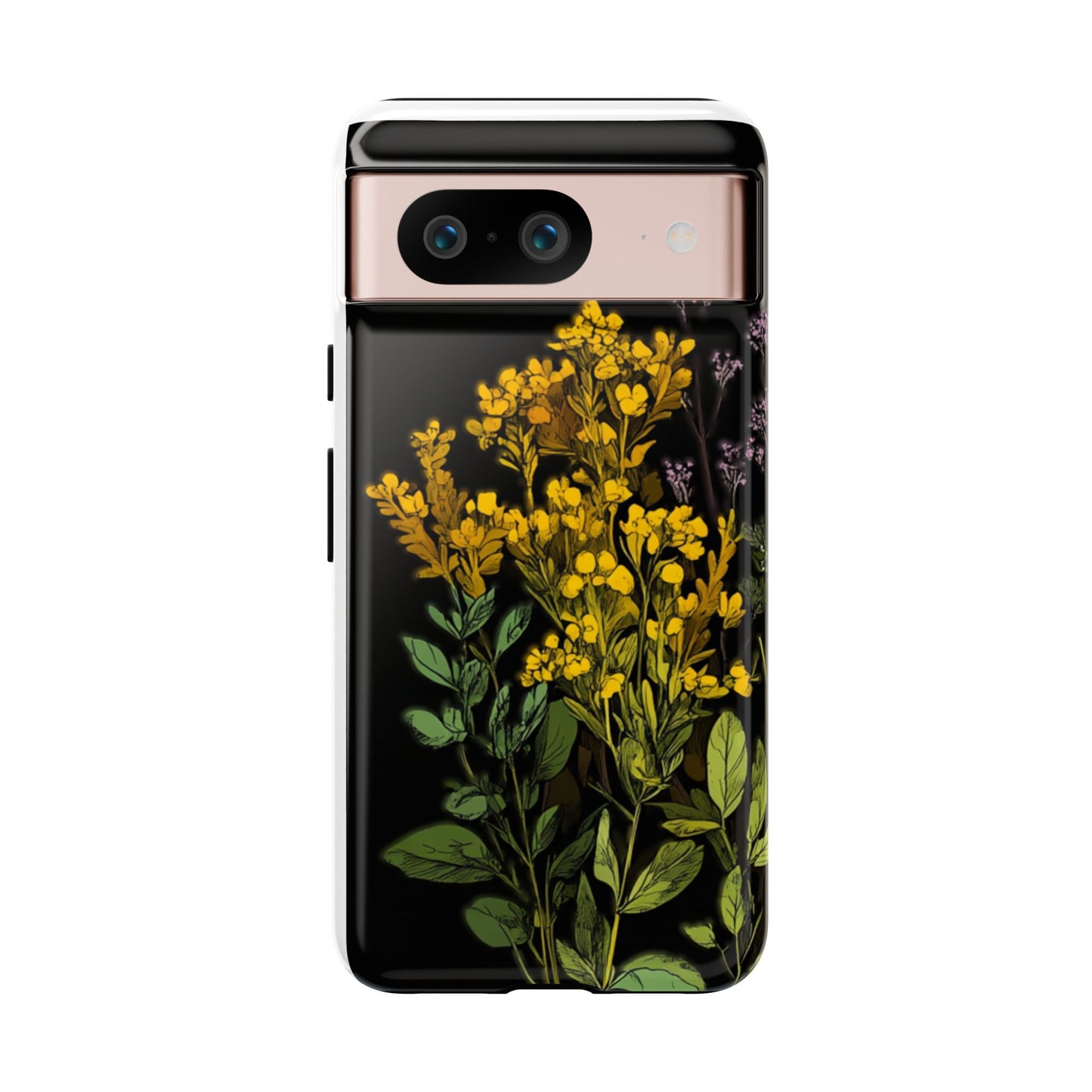 Floral Tough Phone Case - Elegant Yellow Botanical Design