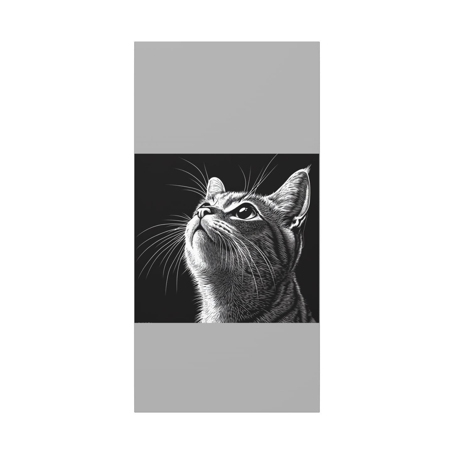 Portrait Cat Canvas Wall Art - Black and White Stretched Print