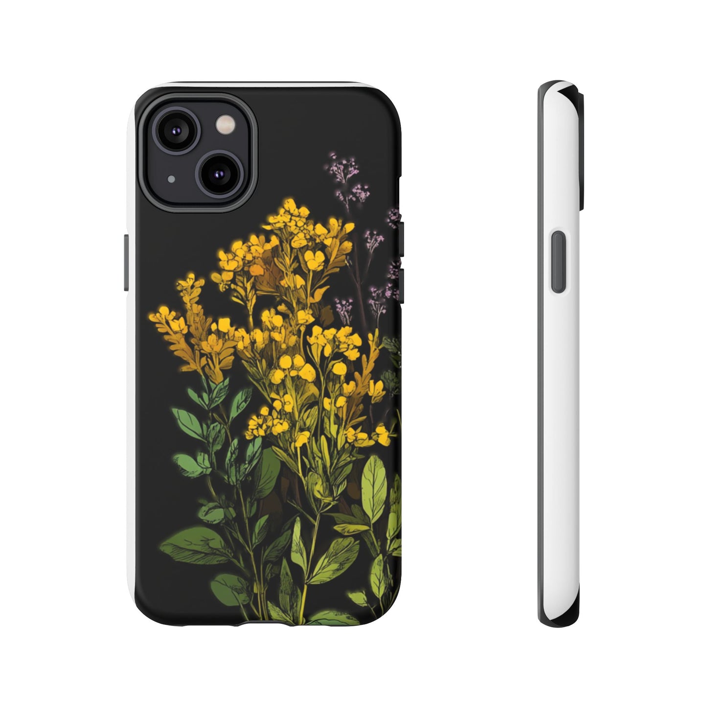 Floral Tough Phone Case - Elegant Yellow Botanical Design