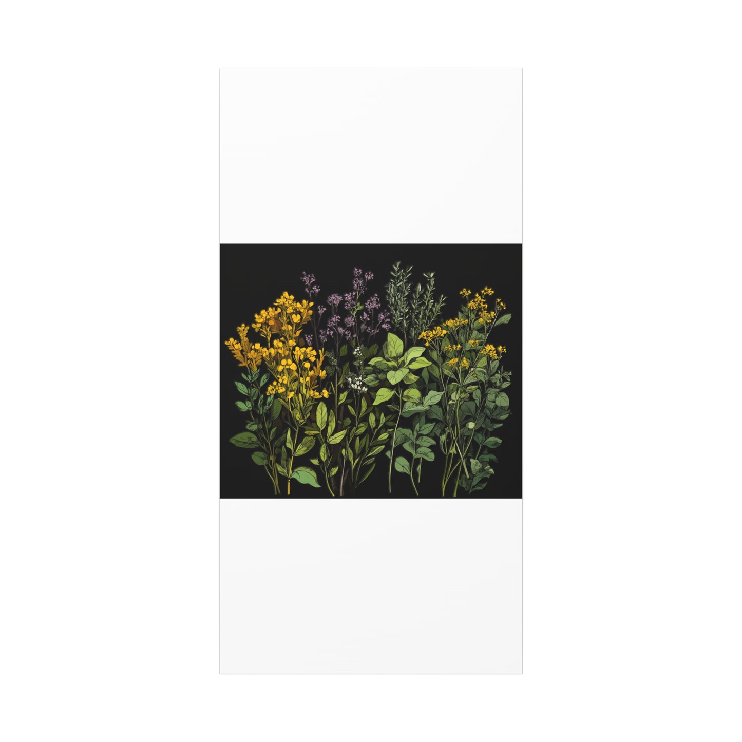 Botanical Wall Art - Matte Canvas Print of Colorful Herbs and Flowers