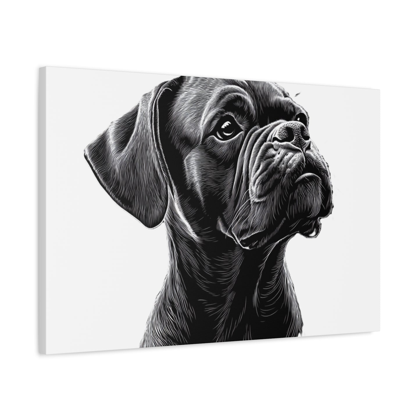 Canvas Wall Art - Black Boxer Dog Portrait - Pet Lover Home Decor