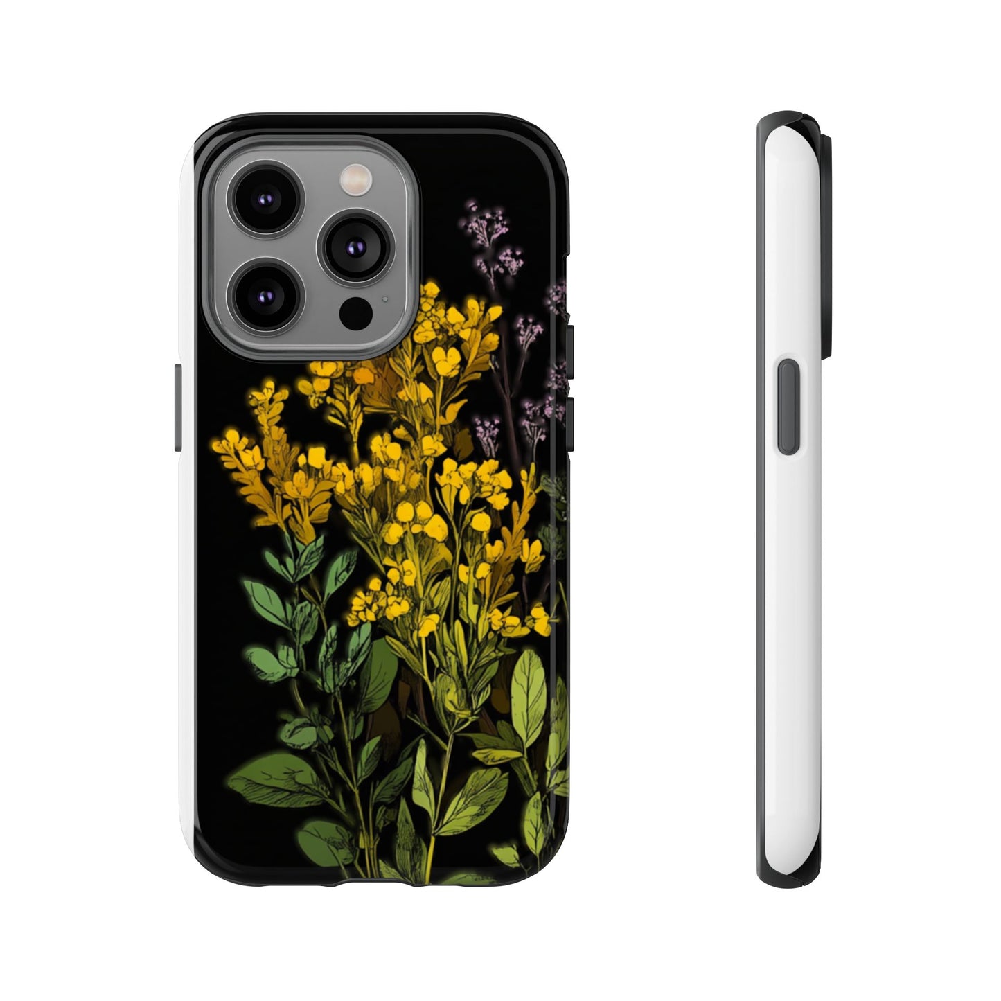 Floral Tough Phone Case - Elegant Yellow Botanical Design