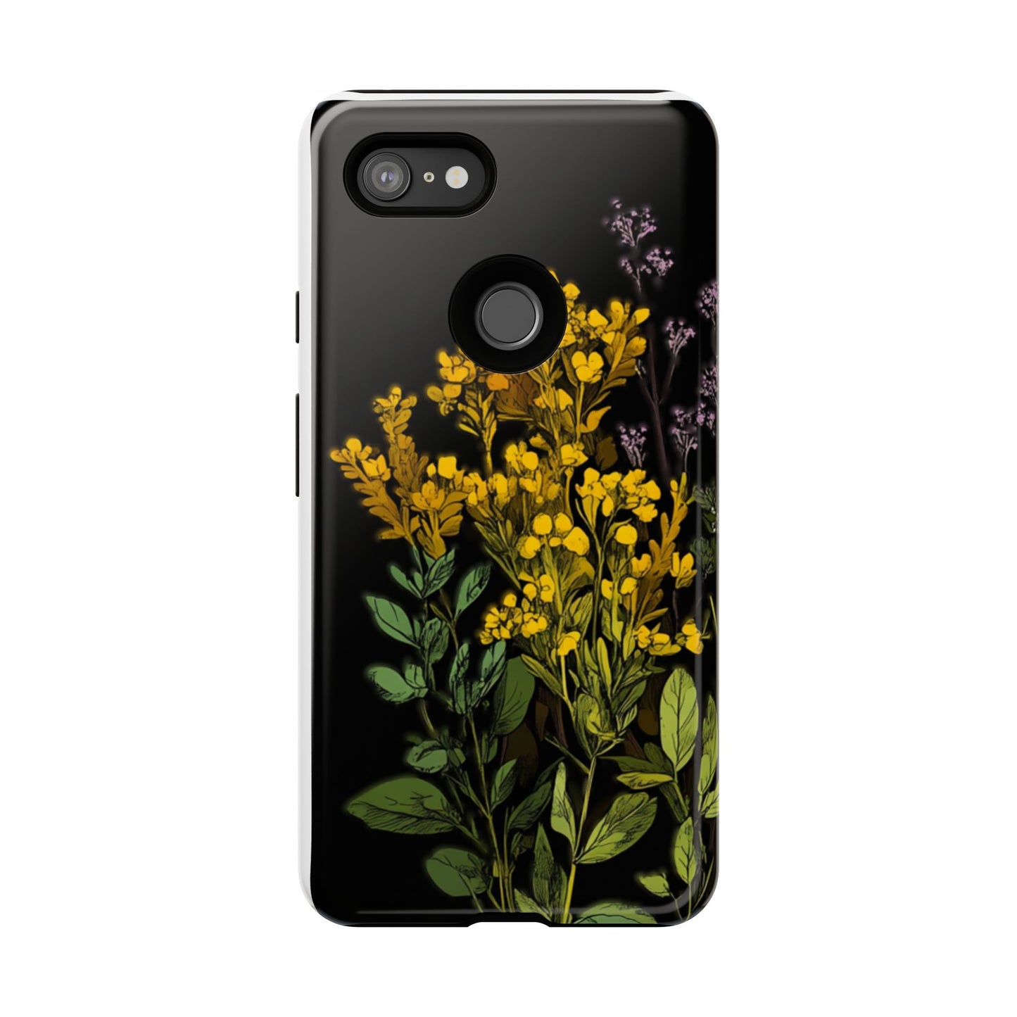 Floral Tough Phone Case - Elegant Yellow Botanical Design