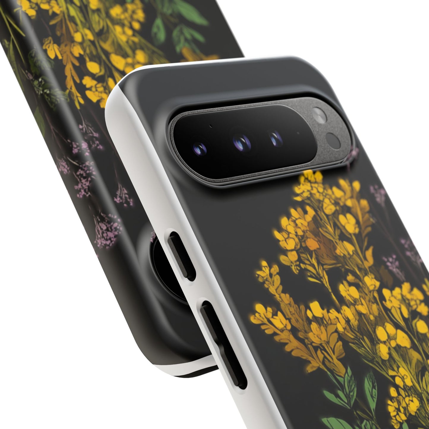 Floral Tough Phone Case - Elegant Yellow Botanical Design