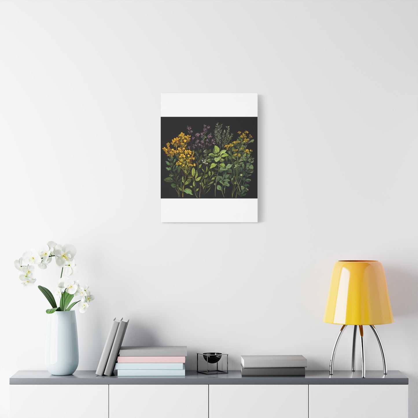 Botanical Wall Art - Matte Canvas Print of Colorful Herbs and Flowers