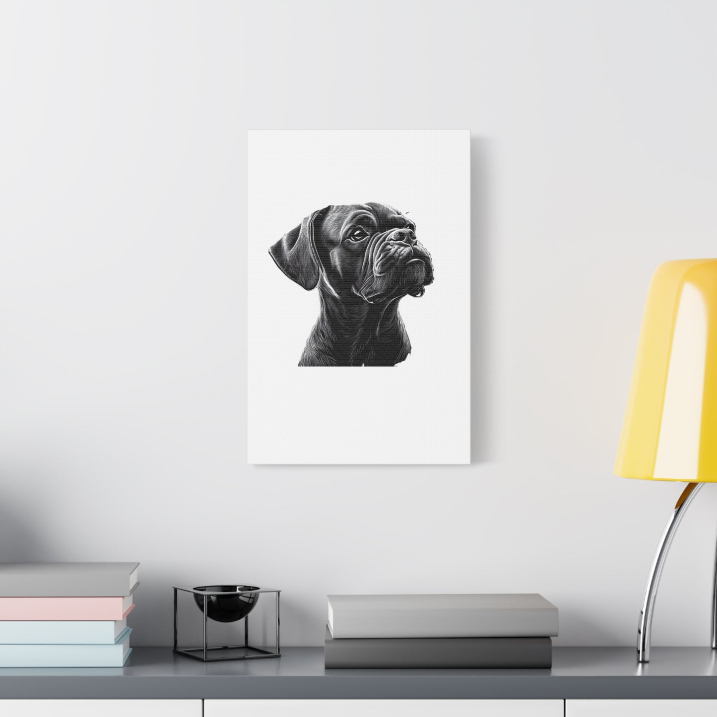 Canvas Wall Art - Black Boxer Dog Portrait - Pet Lover Home Decor