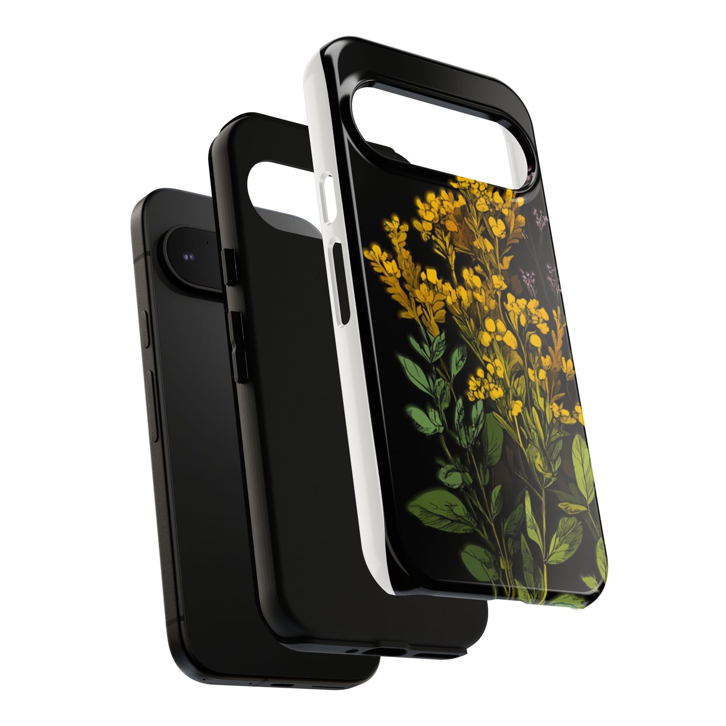 Floral Tough Phone Case - Elegant Yellow Botanical Design
