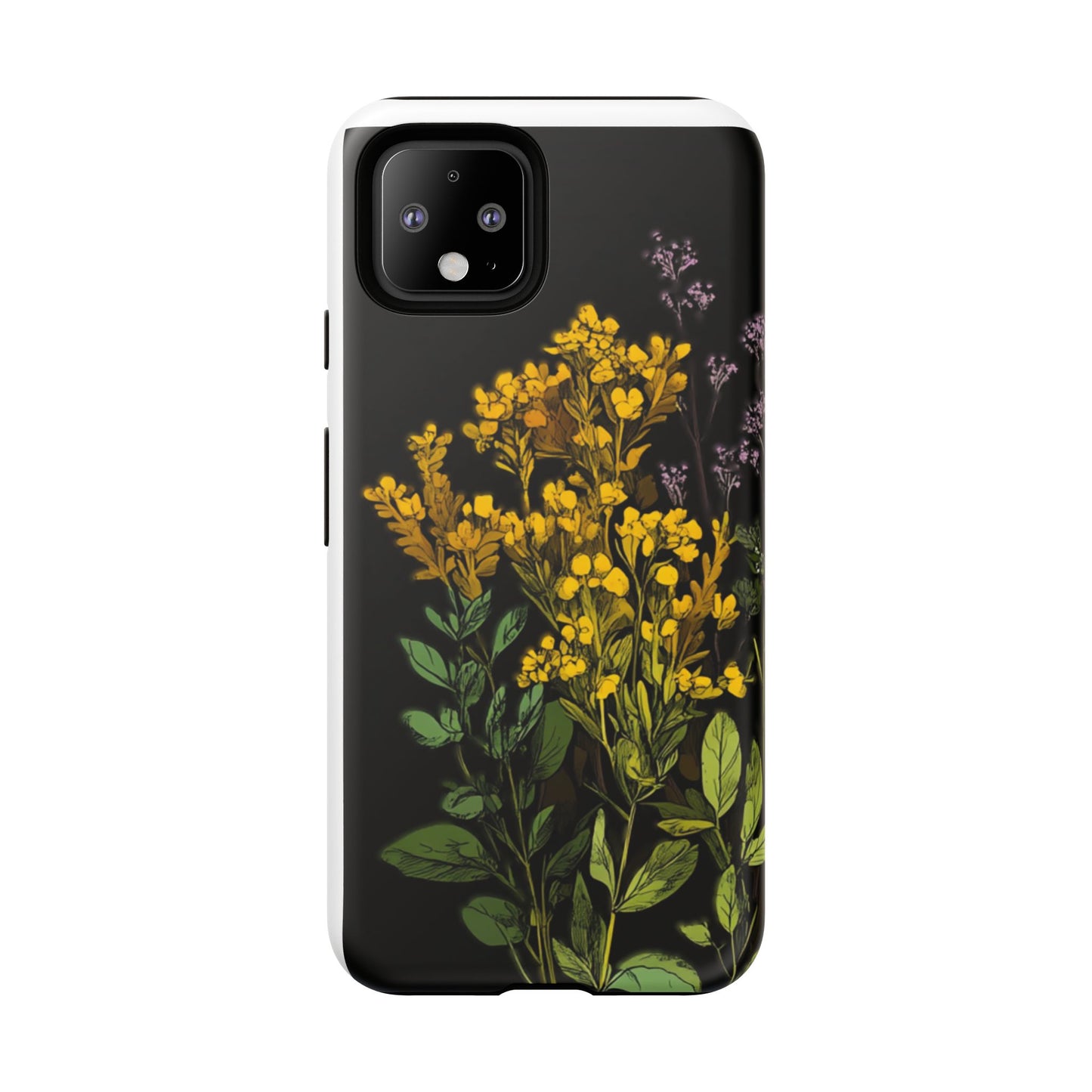 Floral Tough Phone Case - Elegant Yellow Botanical Design