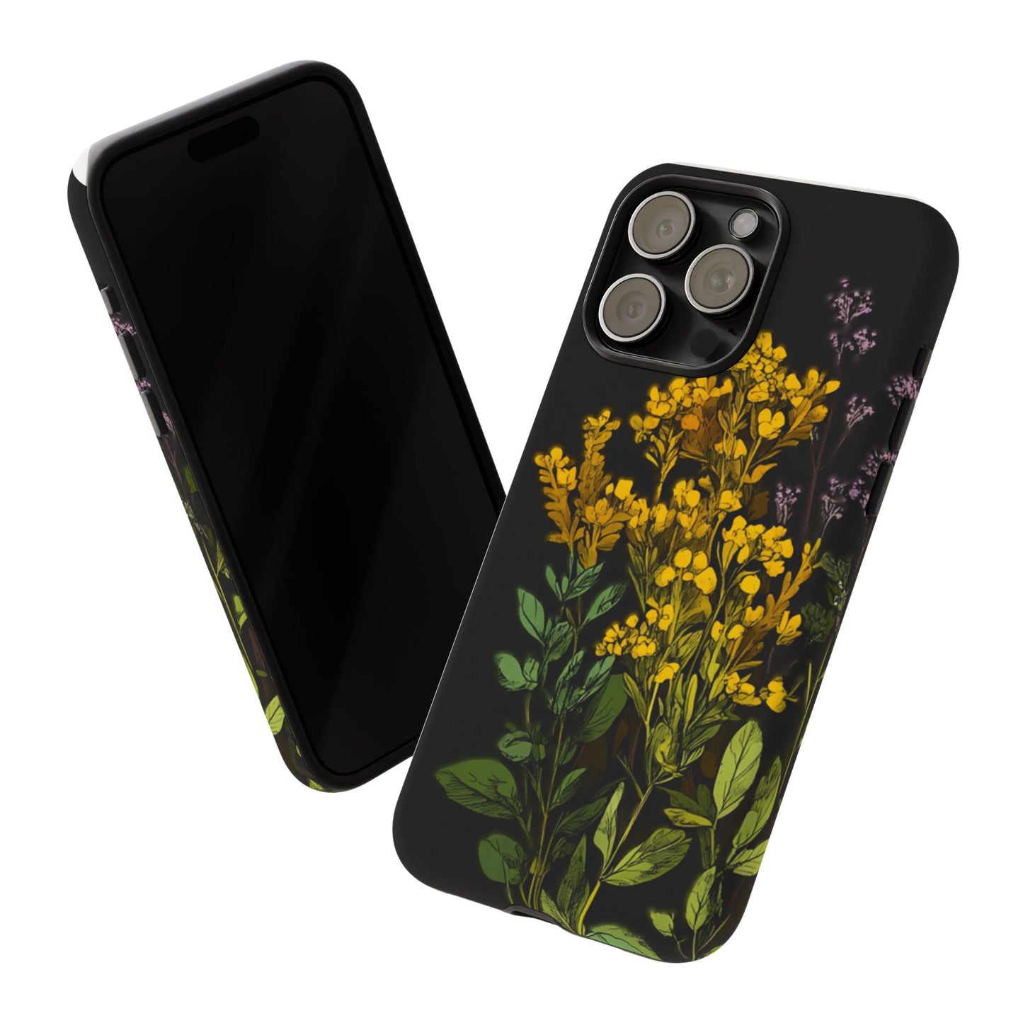 Floral Tough Phone Case - Elegant Yellow Botanical Design