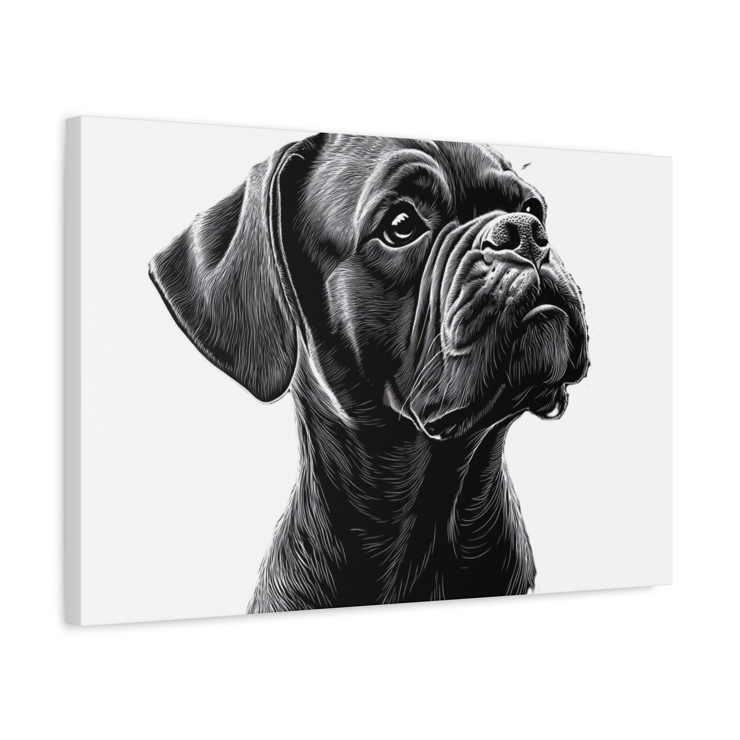 Canvas Wall Art - Black Boxer Dog Portrait - Pet Lover Home Decor