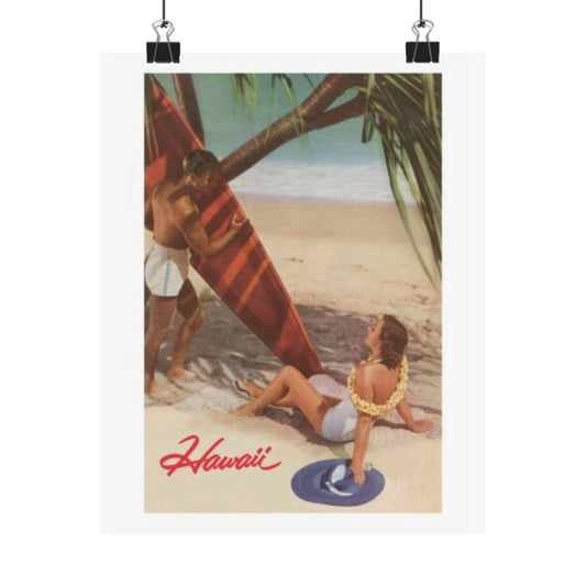 Vintage Hawaii Matte Vertical Poster - Tropical Beach Decor