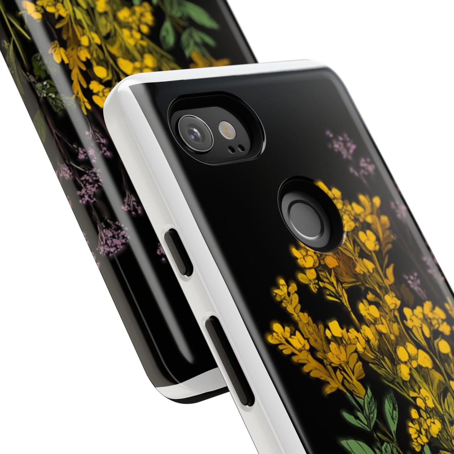 Floral Tough Phone Case - Elegant Yellow Botanical Design
