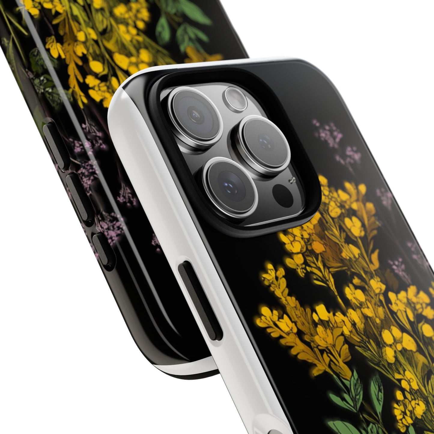 Floral Tough Phone Case - Elegant Yellow Botanical Design