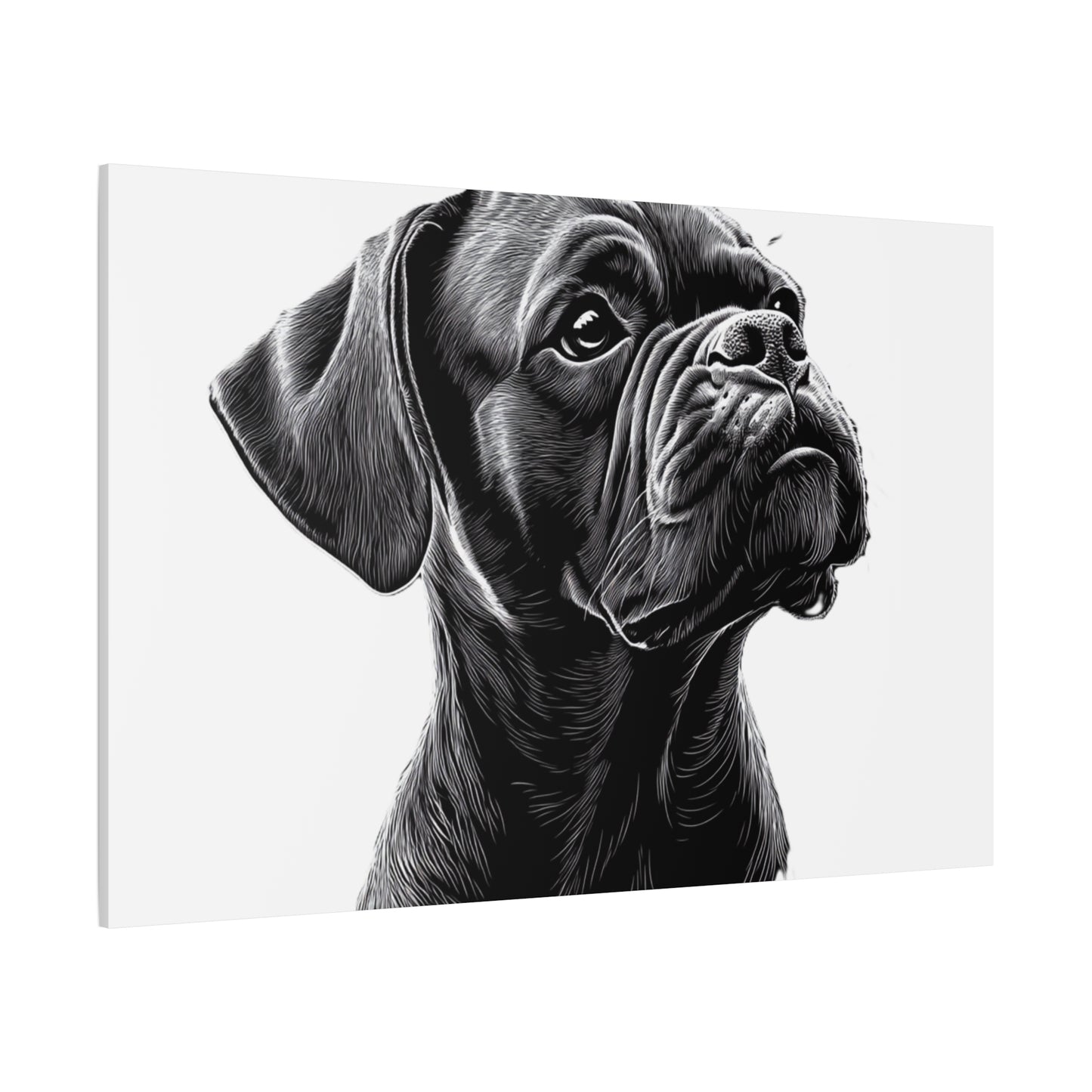 Canvas Wall Art - Black Boxer Dog Portrait - Pet Lover Home Decor