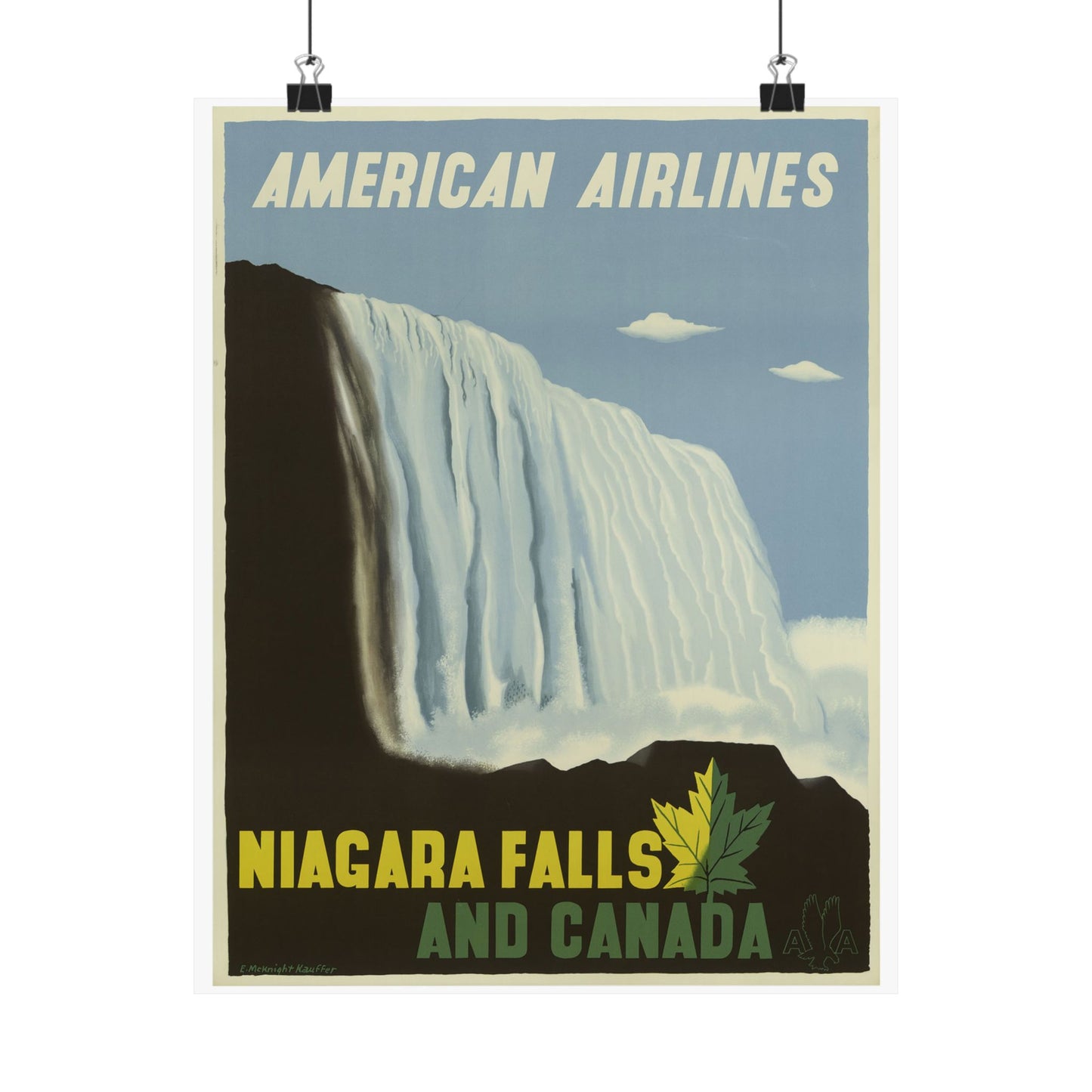 Vintage Niagara Falls Matte Poster - American Airlines Travel Art