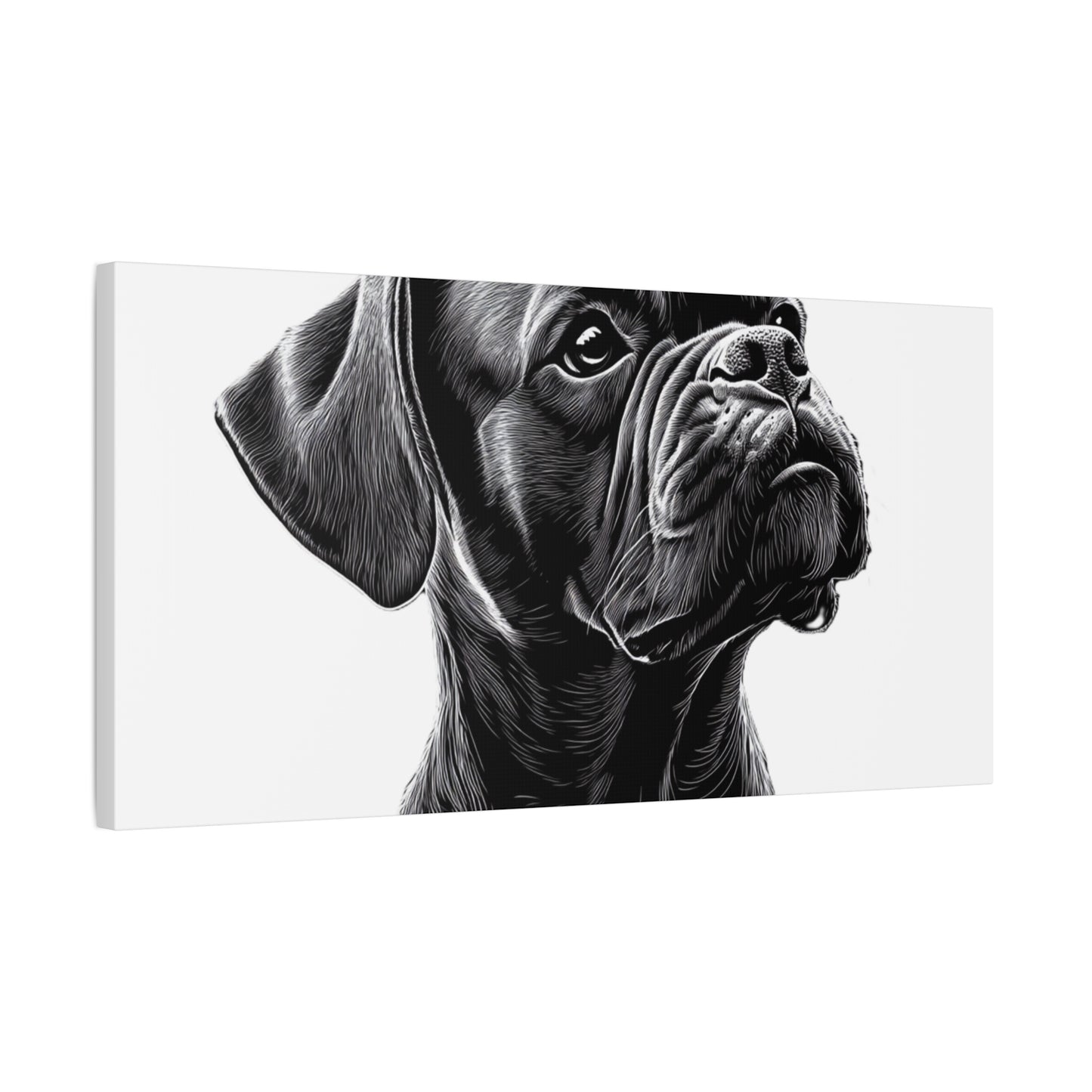 Canvas Wall Art - Black Boxer Dog Portrait - Pet Lover Home Decor