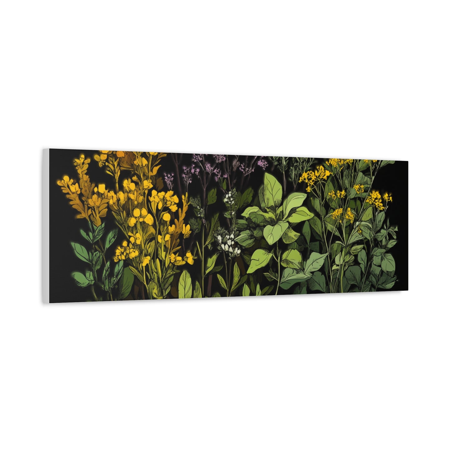 Botanical Wall Art - Matte Canvas Print of Colorful Herbs and Flowers