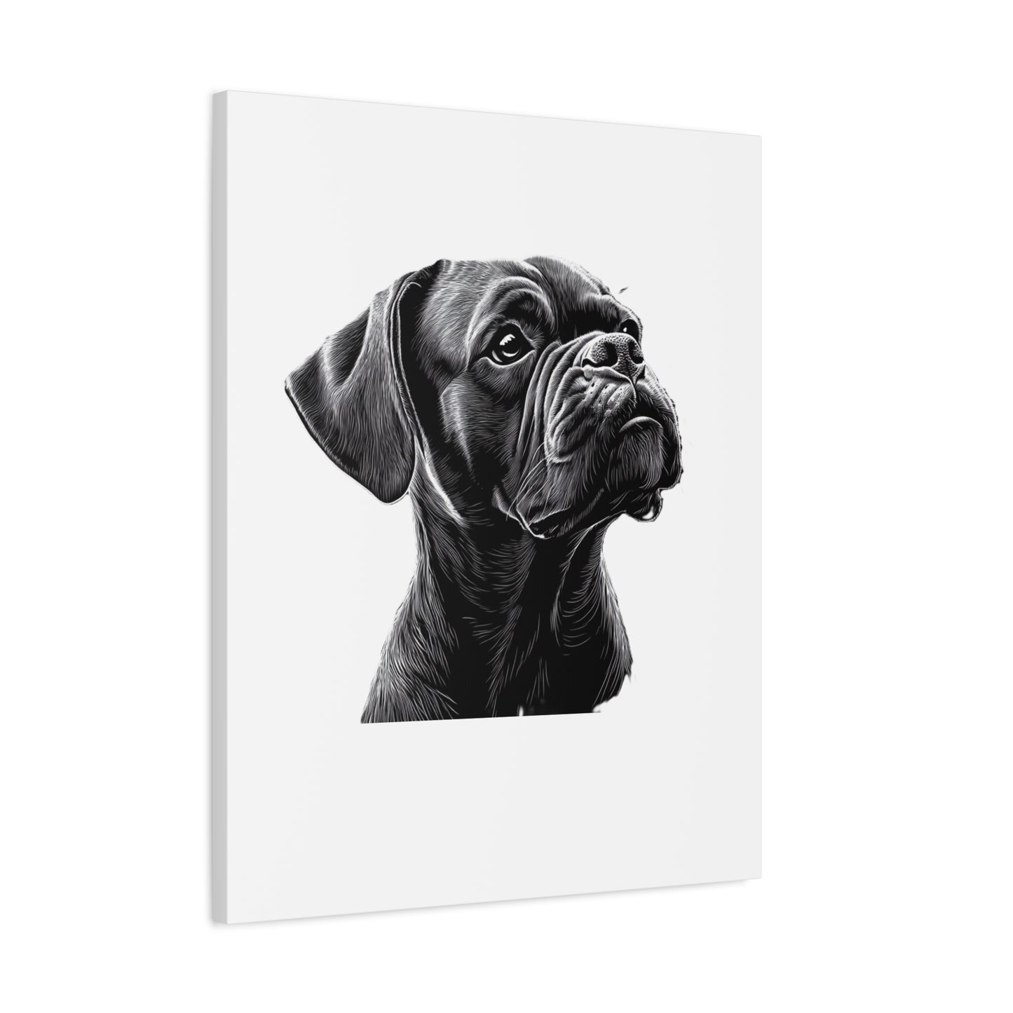 Canvas Wall Art - Black Boxer Dog Portrait - Pet Lover Home Decor