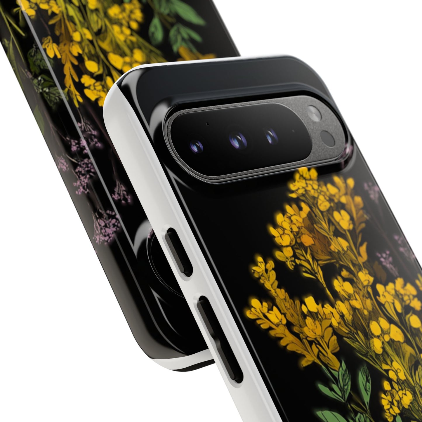 Floral Tough Phone Case - Elegant Yellow Botanical Design