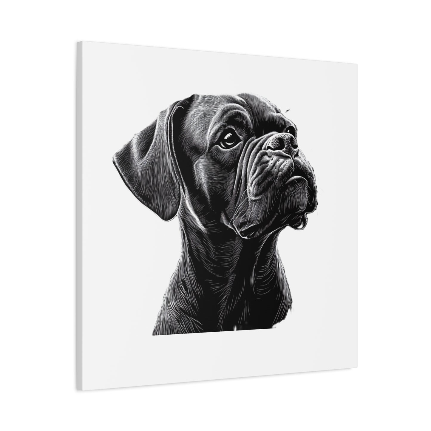 Canvas Wall Art - Black Boxer Dog Portrait - Pet Lover Home Decor