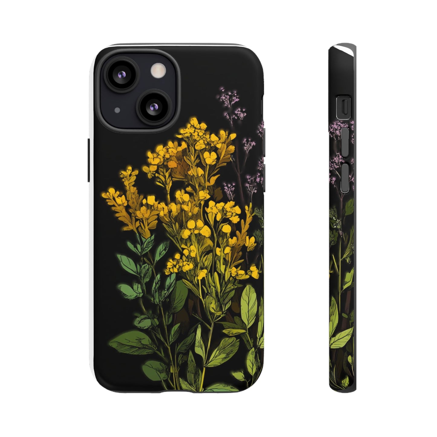 Floral Tough Phone Case - Elegant Yellow Botanical Design