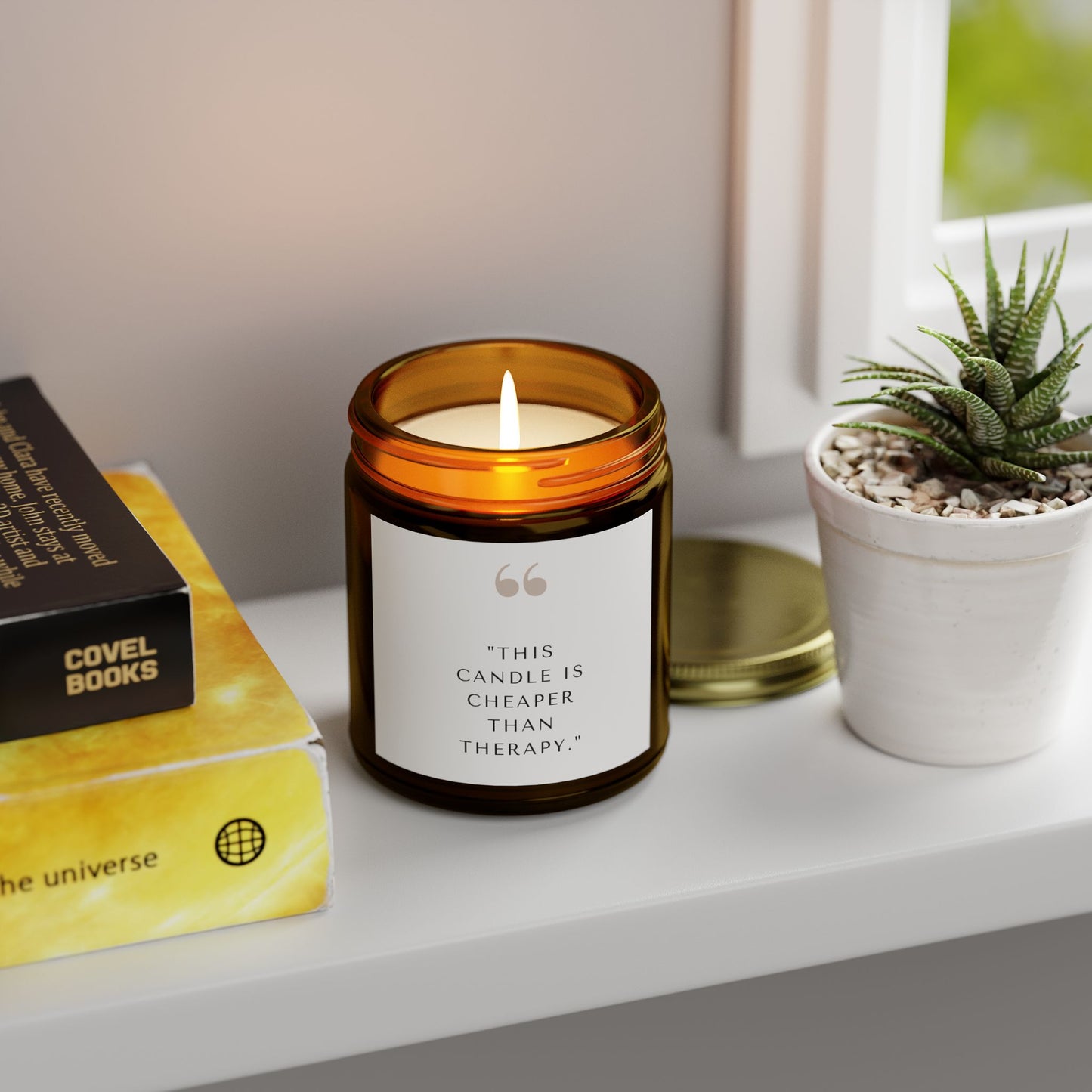 Scented Candle - 'This Candle is Cheaper Than Therapy' - Coconut Apricot Wax
