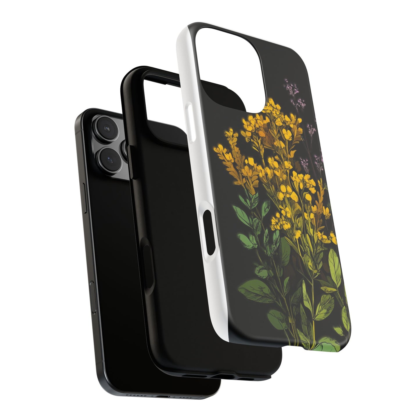 Floral Tough Phone Case - Elegant Yellow Botanical Design