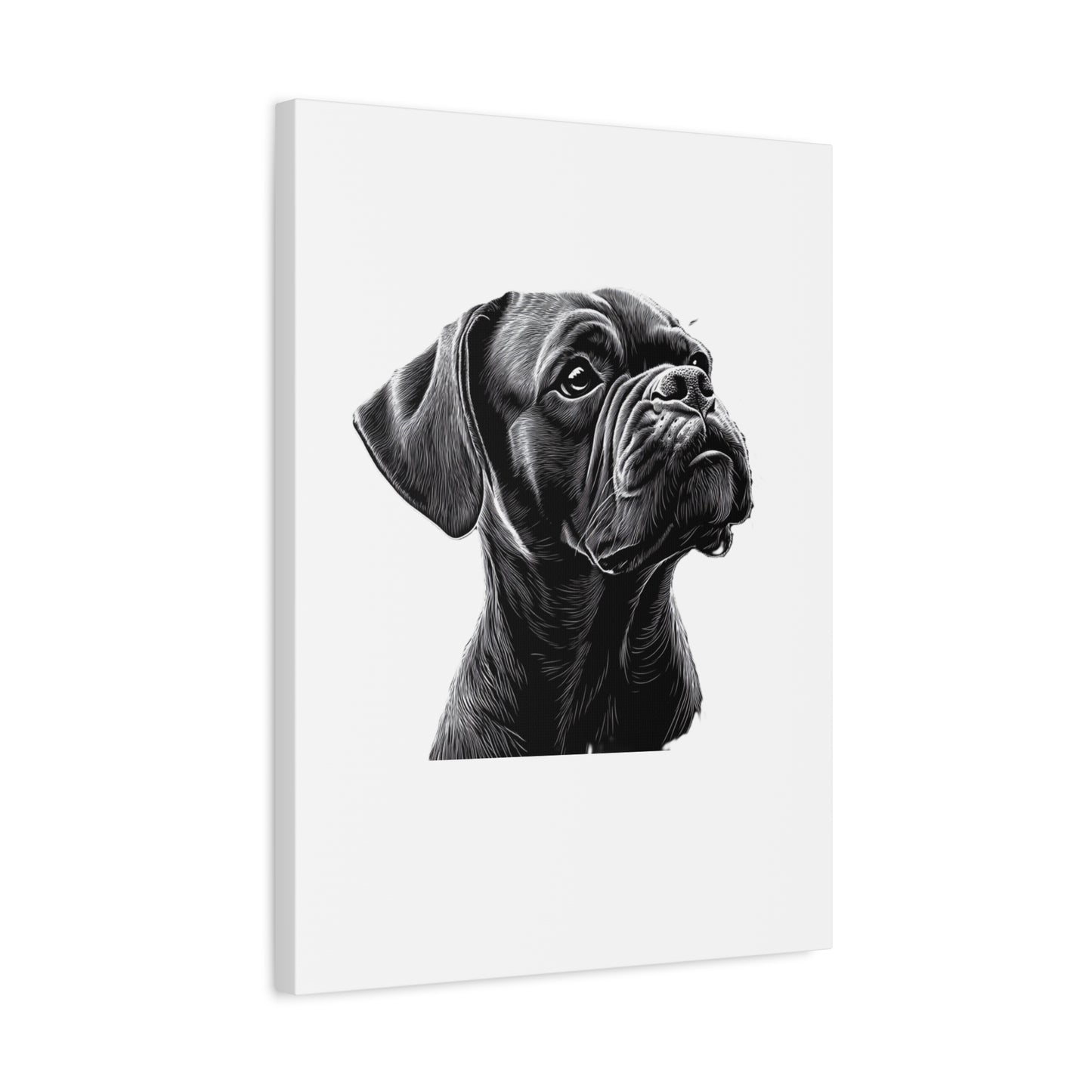 Canvas Wall Art - Black Boxer Dog Portrait - Pet Lover Home Decor