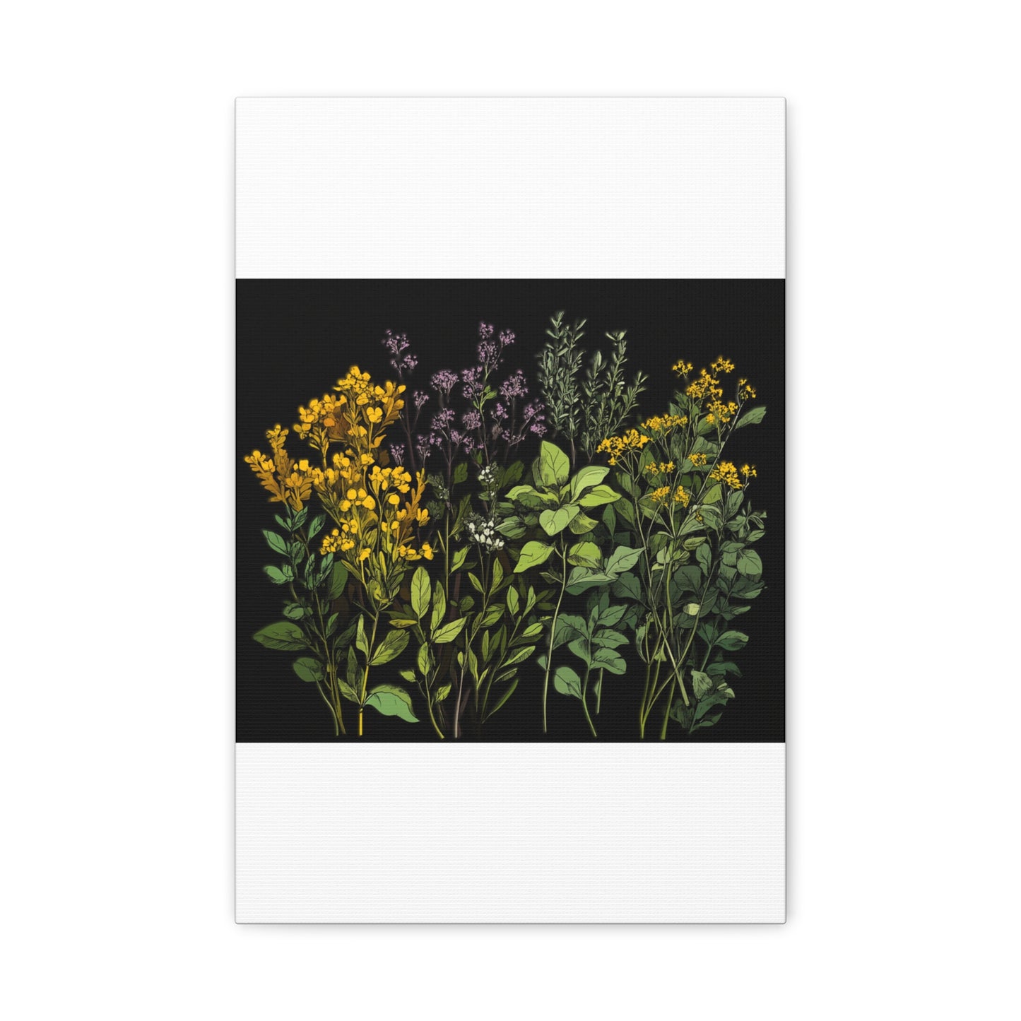 Botanical Wall Art - Matte Canvas Print of Colorful Herbs and Flowers