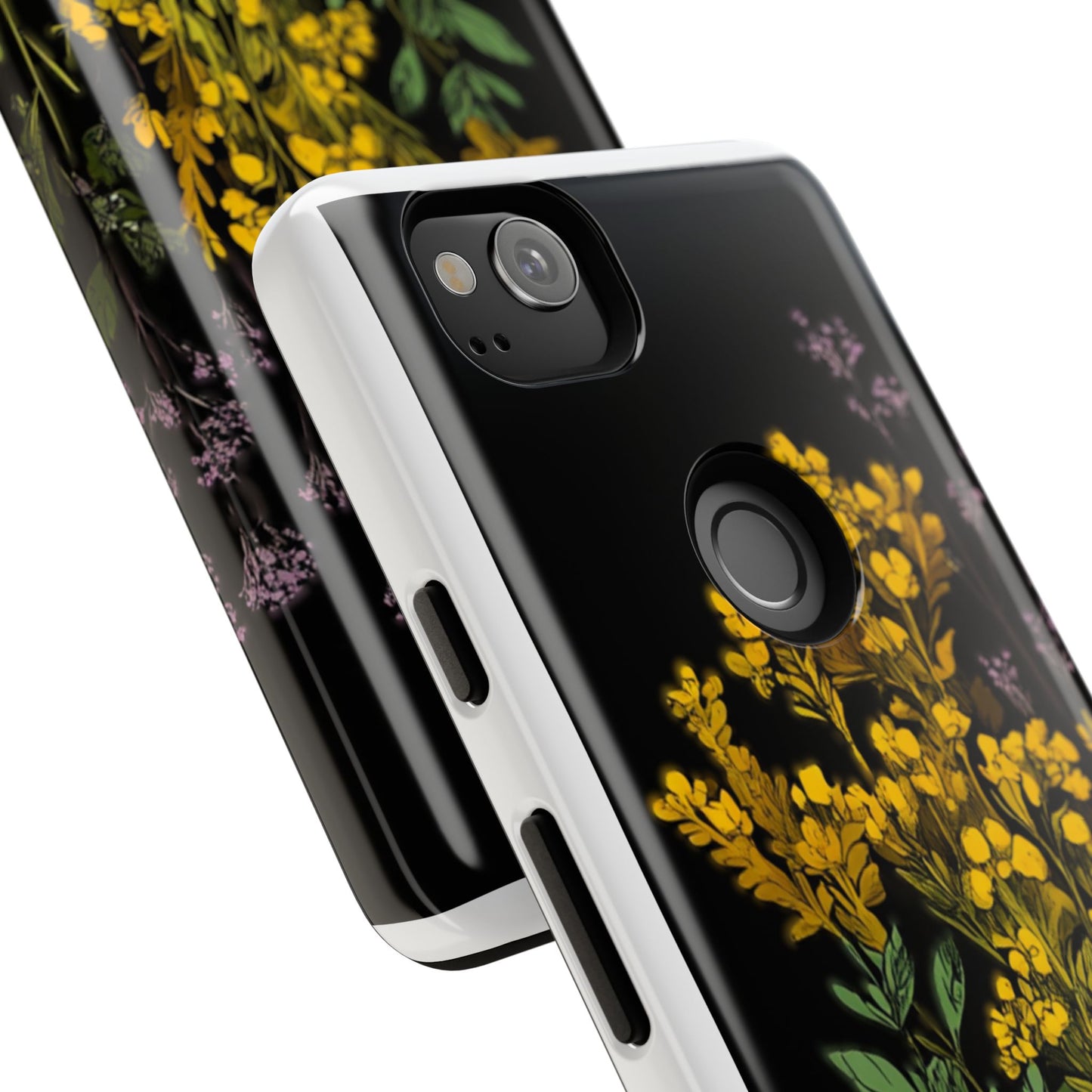 Floral Tough Phone Case - Elegant Yellow Botanical Design