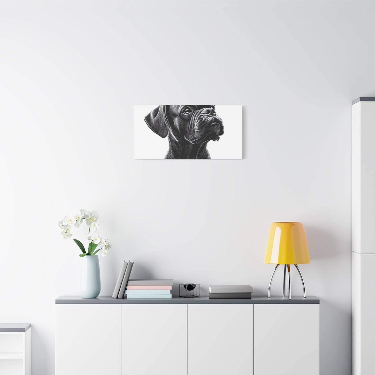 Canvas Wall Art - Black Boxer Dog Portrait - Pet Lover Home Decor