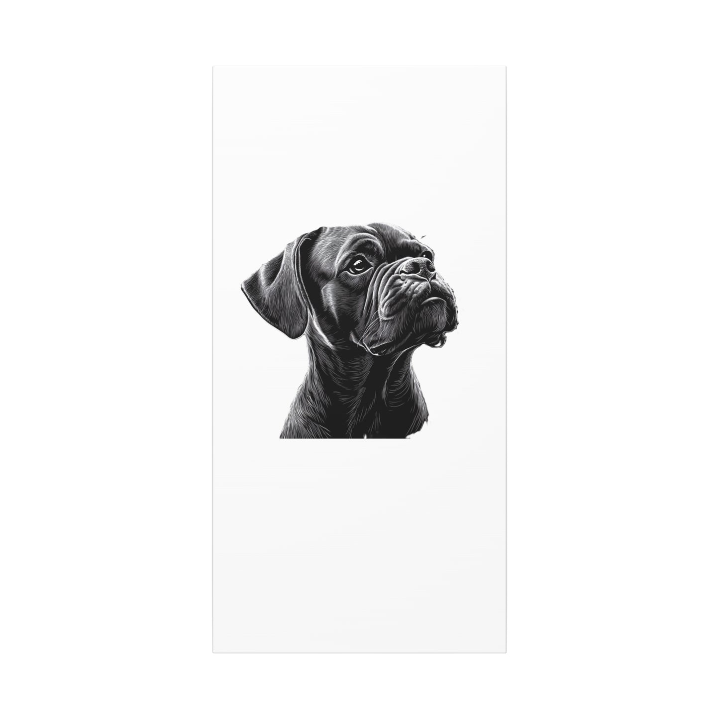 Canvas Wall Art - Black Boxer Dog Portrait - Pet Lover Home Decor