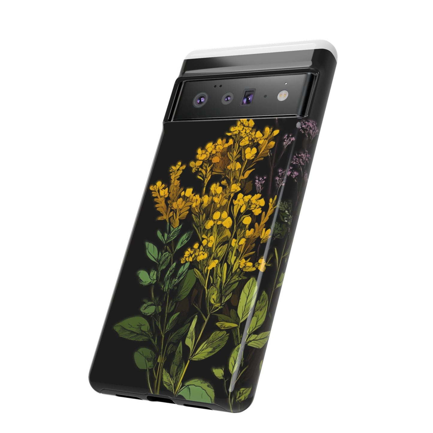 Floral Tough Phone Case - Elegant Yellow Botanical Design