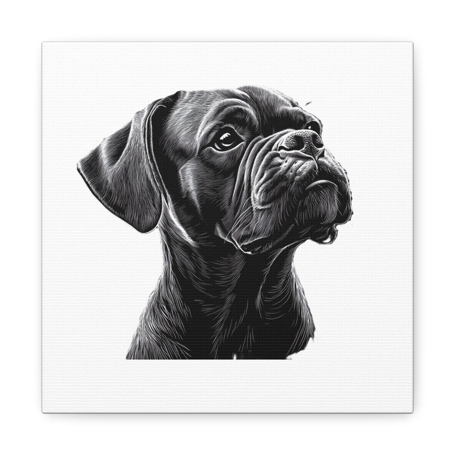 Canvas Wall Art - Black Boxer Dog Portrait - Pet Lover Home Decor
