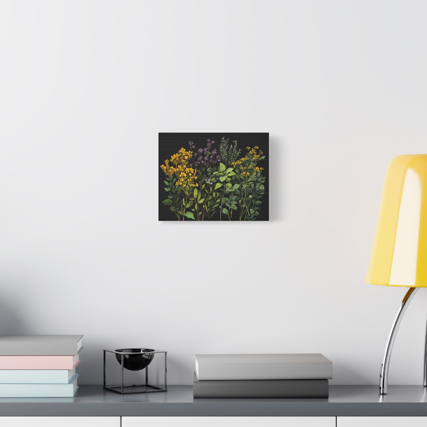 Botanical Wall Art - Matte Canvas Print of Colorful Herbs and Flowers