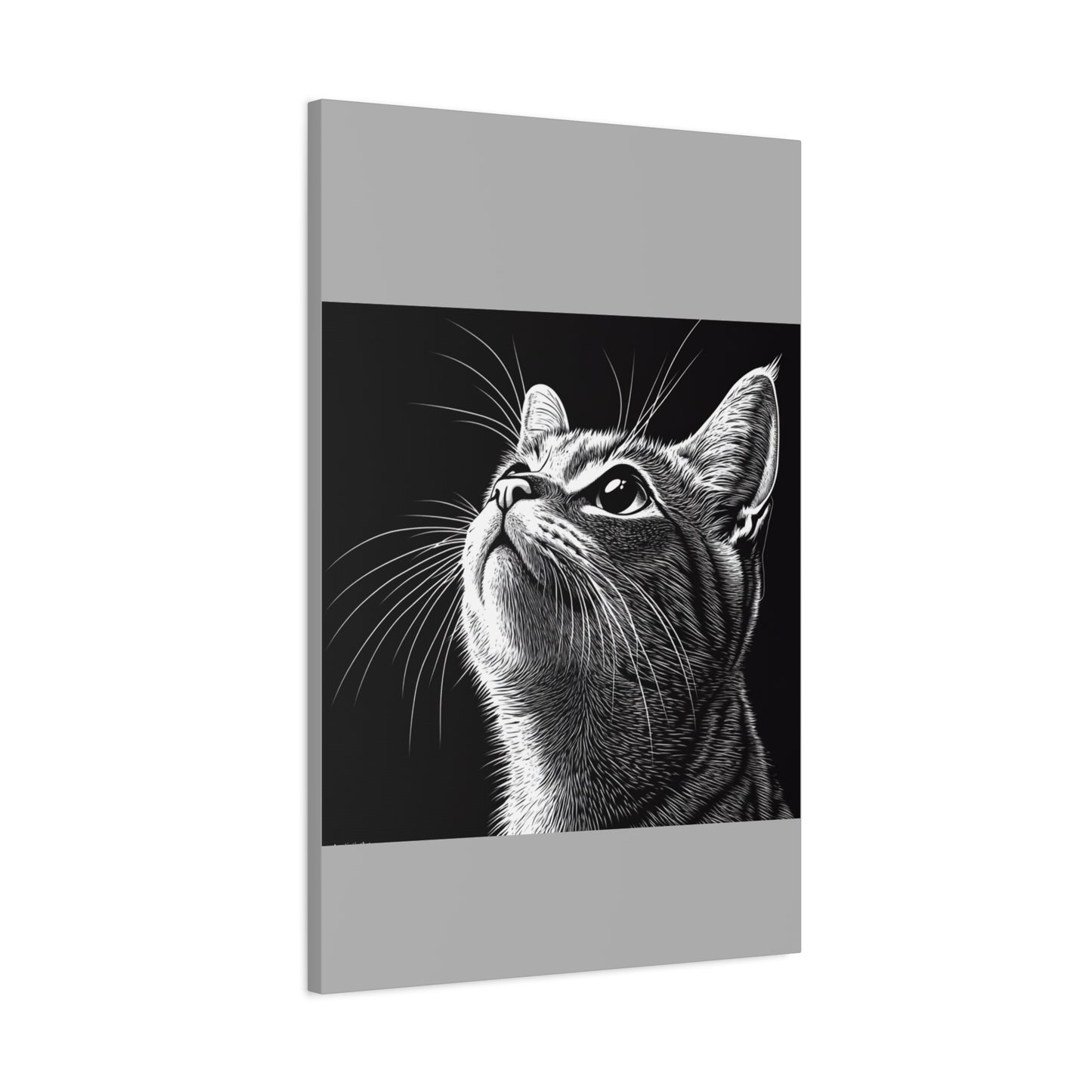 Portrait Cat Canvas Wall Art - Black and White Stretched Print