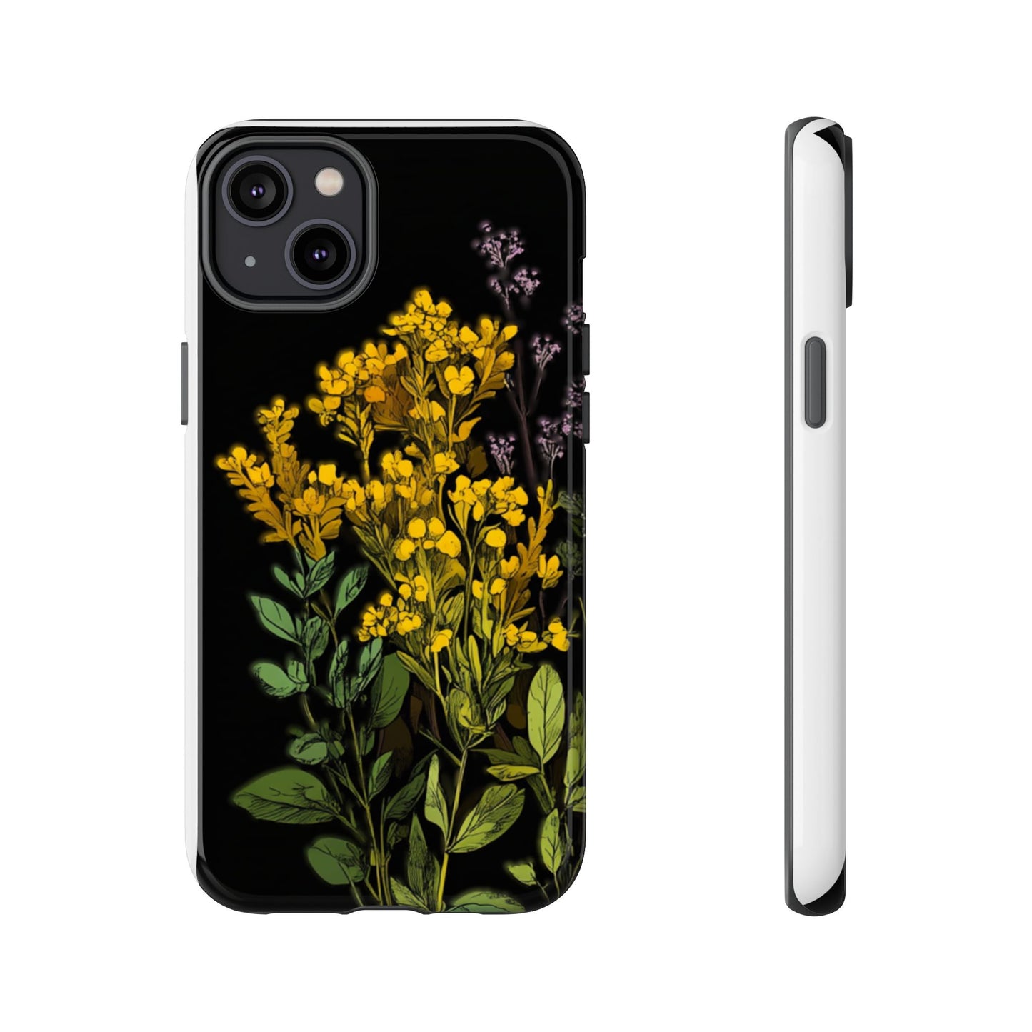 Floral Tough Phone Case - Elegant Yellow Botanical Design