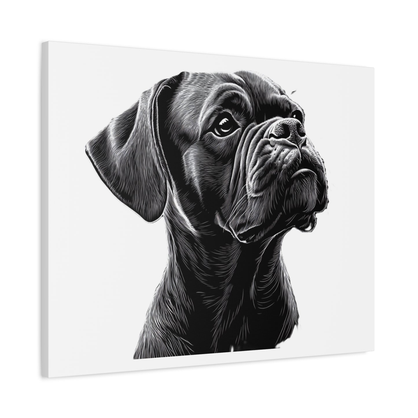 Canvas Wall Art - Black Boxer Dog Portrait - Pet Lover Home Decor