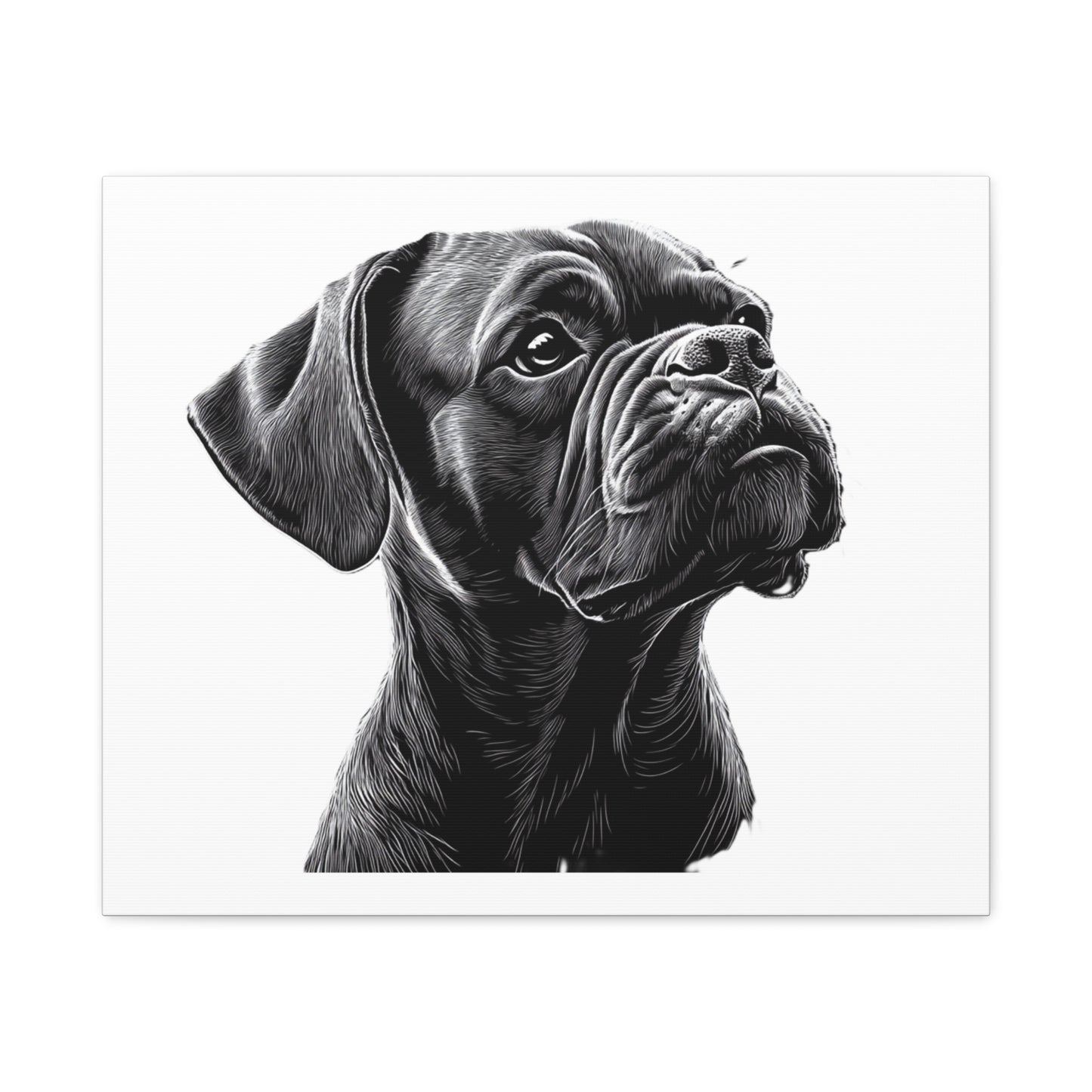 Canvas Wall Art - Black Boxer Dog Portrait - Pet Lover Home Decor