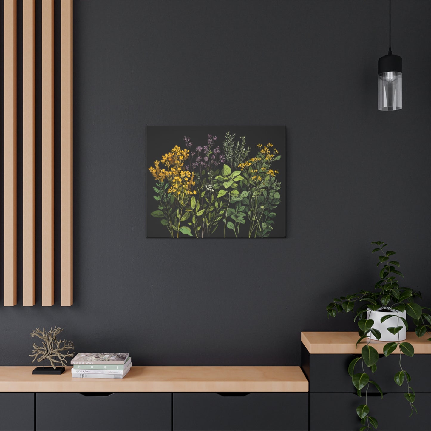 Botanical Wall Art - Matte Canvas Print of Colorful Herbs and Flowers