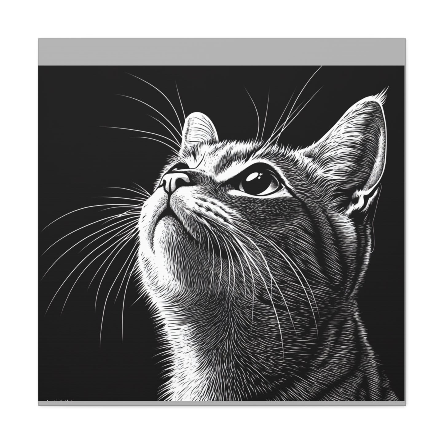 Portrait Cat Canvas Wall Art - Black and White Stretched Print