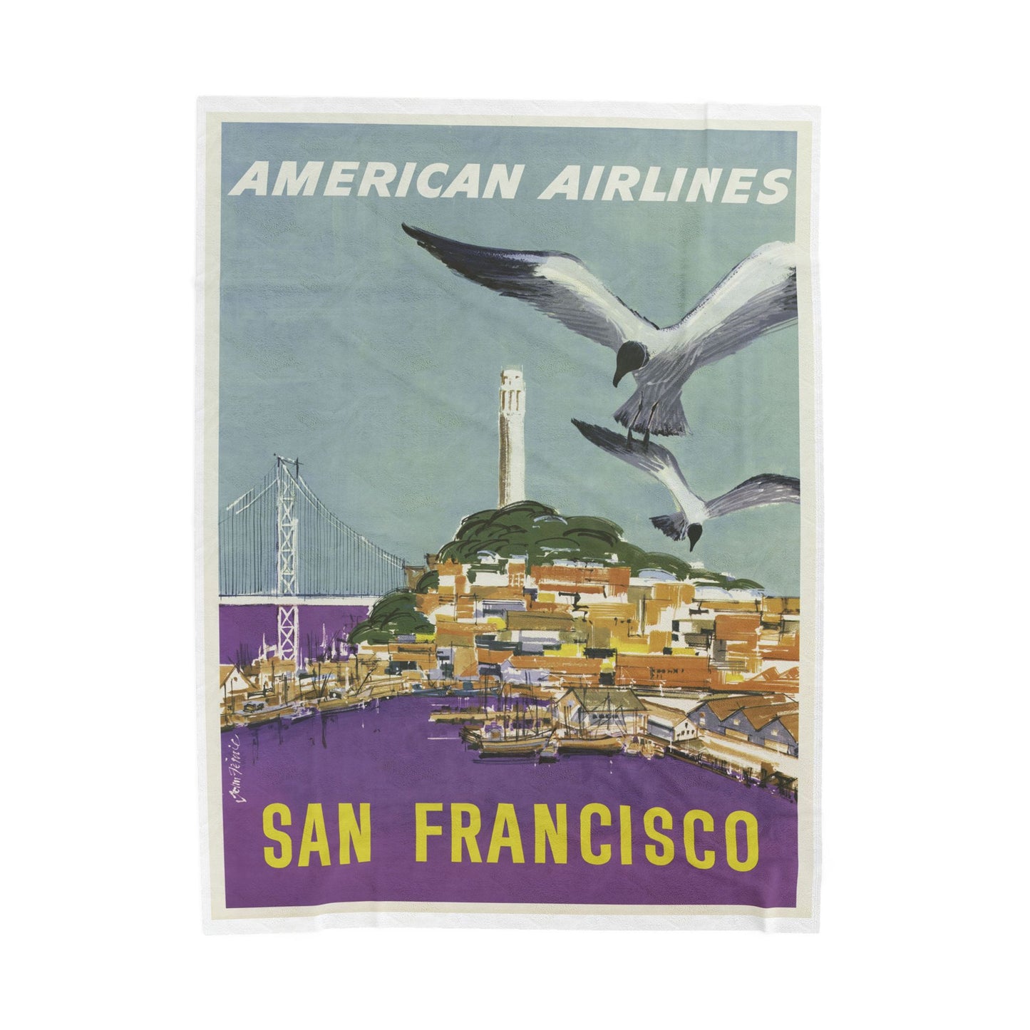 San Francisco Retro Velveteen Plush Blanket - Cozy Travel Inspired Throw