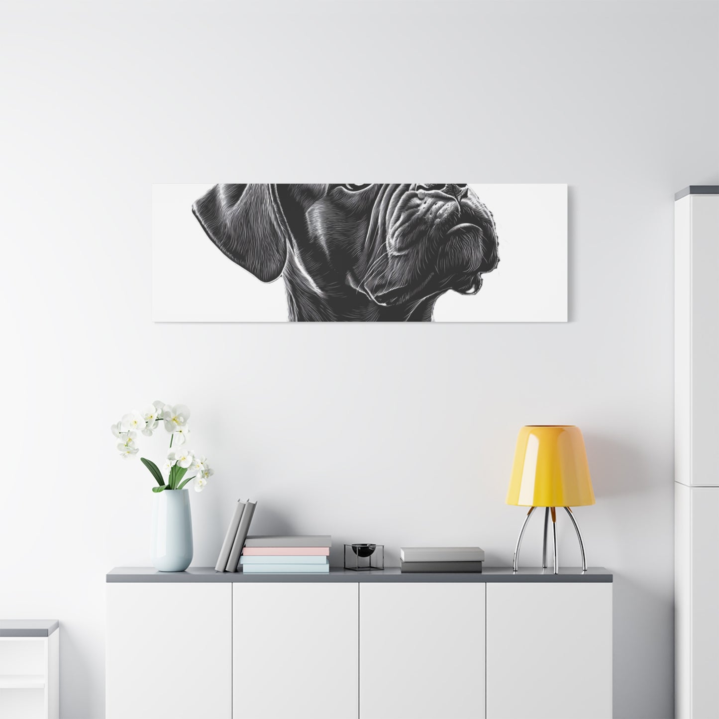 Canvas Wall Art - Black Boxer Dog Portrait - Pet Lover Home Decor