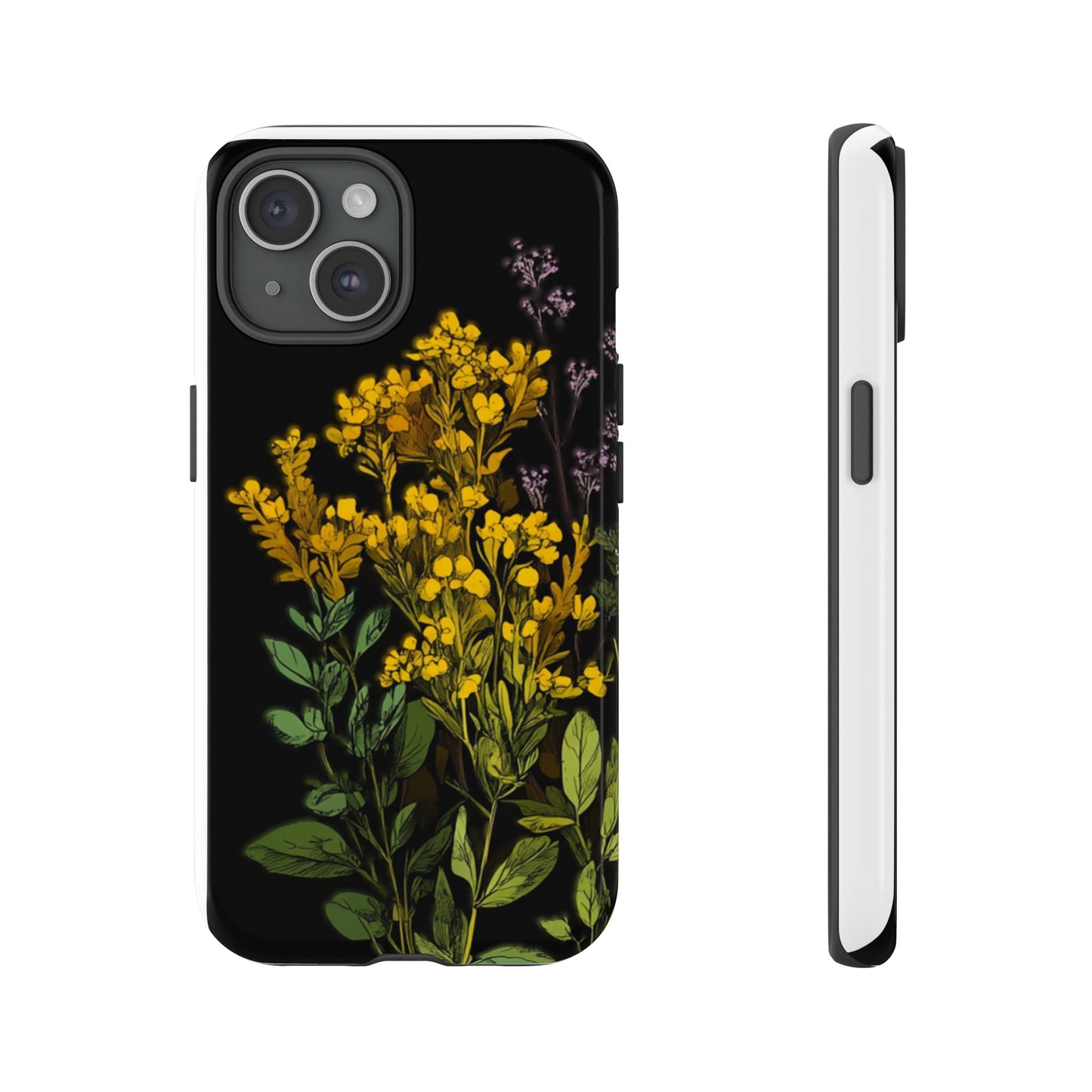 Floral Tough Phone Case - Elegant Yellow Botanical Design