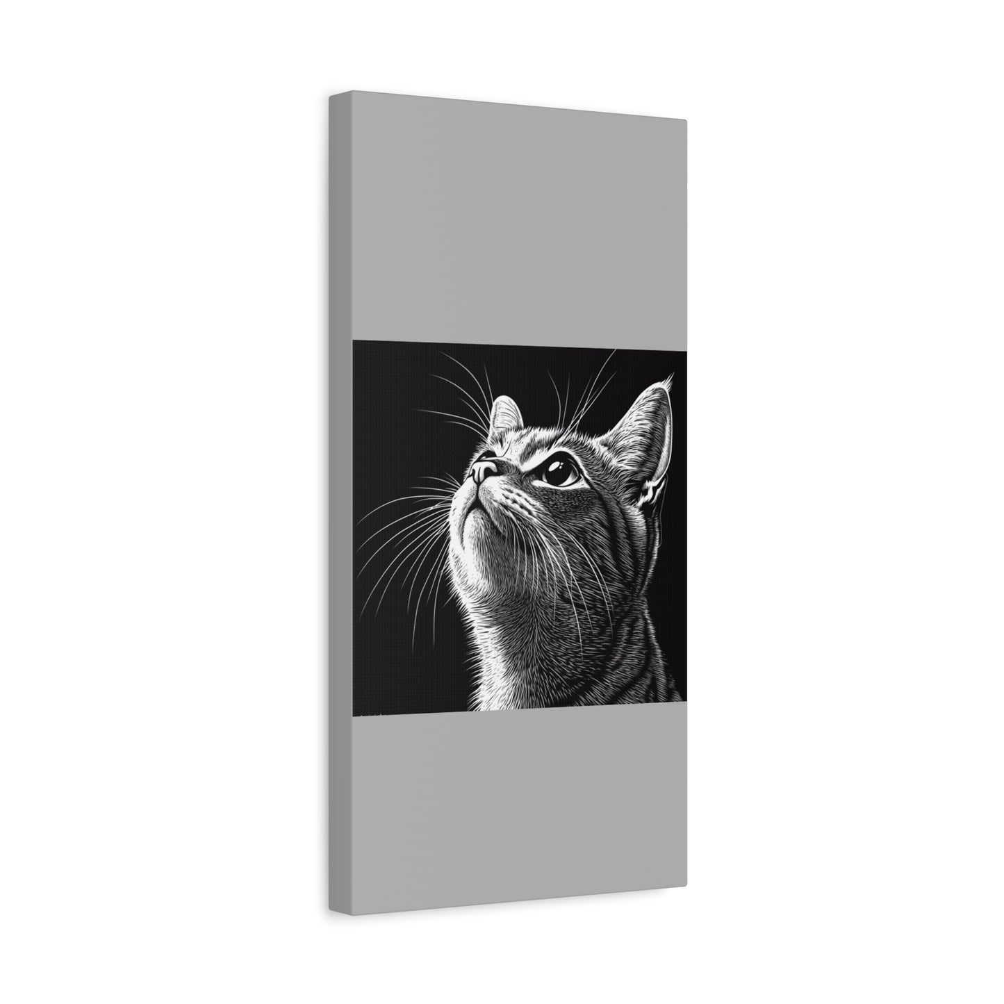 Portrait Cat Canvas Wall Art - Black and White Stretched Print