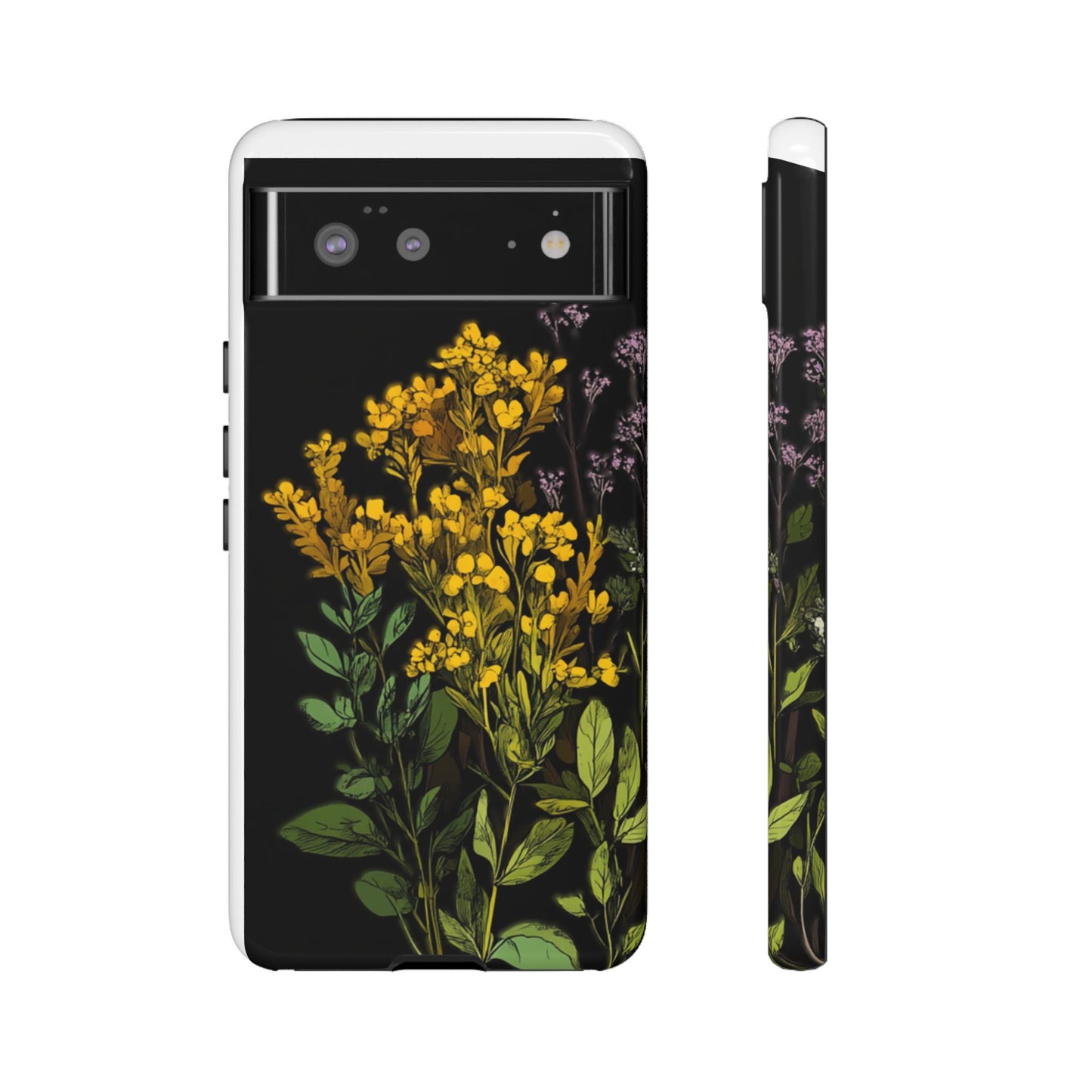 Floral Tough Phone Case - Elegant Yellow Botanical Design