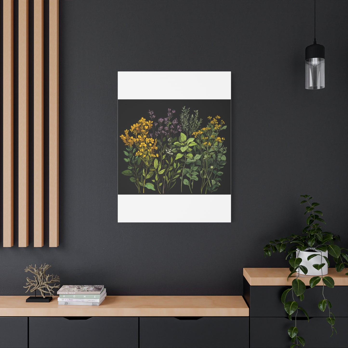 Botanical Wall Art - Matte Canvas Print of Colorful Herbs and Flowers