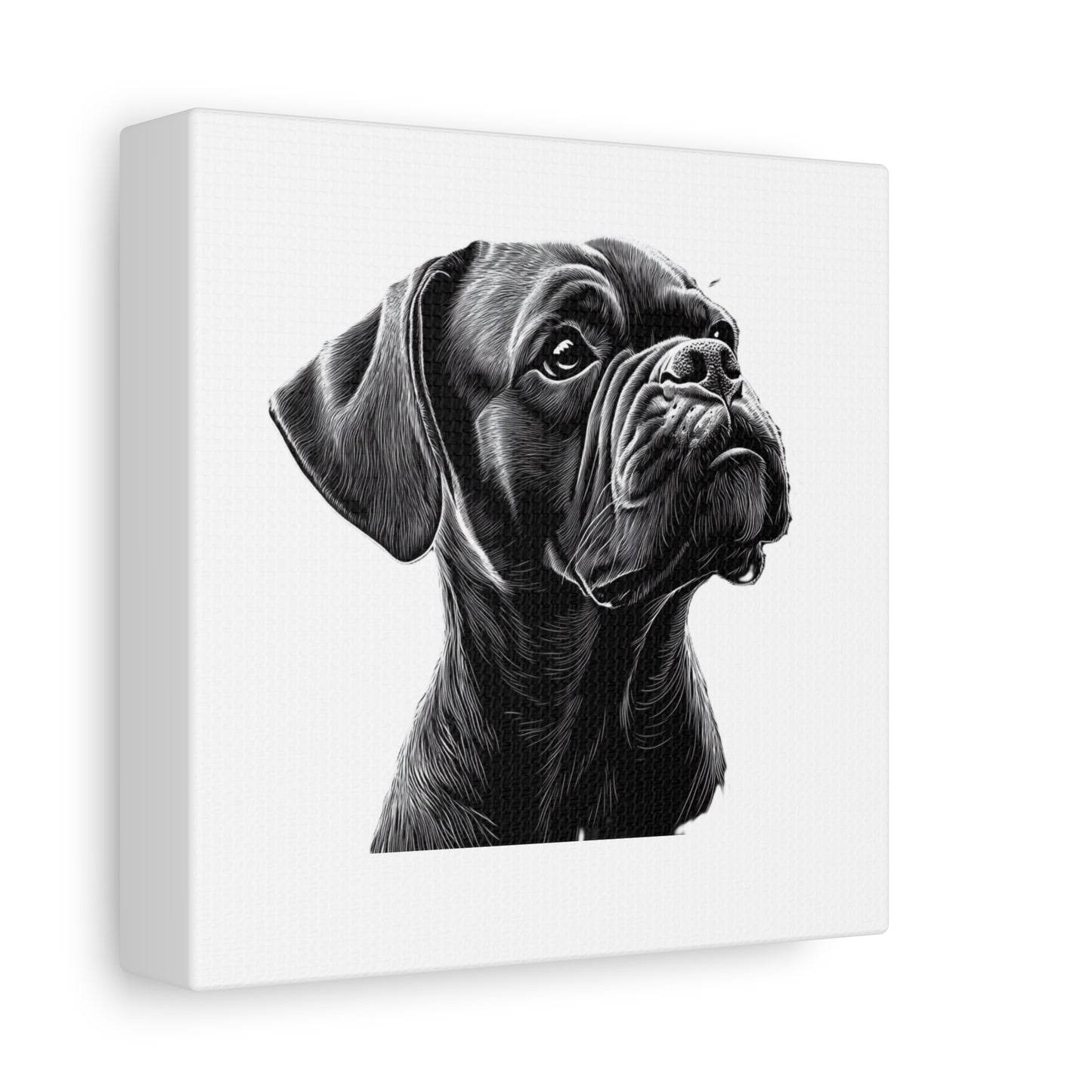 Canvas Wall Art - Black Boxer Dog Portrait - Pet Lover Home Decor